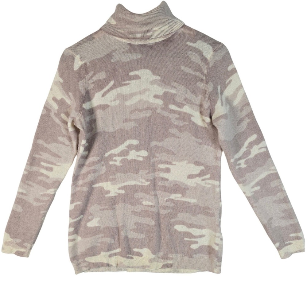 Charter Club Luxury 100% Cashmere Turtleneck Sweater Women's L Camo Pink‎ Beige